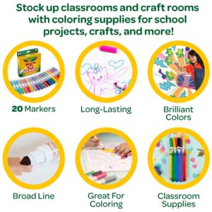Crayola Broad Line Markers, 20 Ct Classic Colors, School Supplies for Teachers and Kids, Classroom Supplies - Image 9