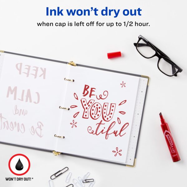 Avery Marks A Lot Permanent Markers, Regular Desk-Style, 1 Red Marker