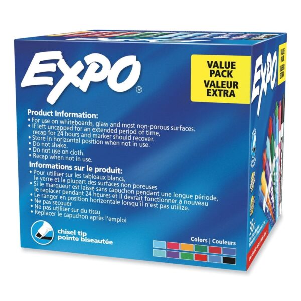 Expo Low-Odor Dry Erase Chisel Tip Markers – Chisel Marker Point Style – Assorted – 36 / Box