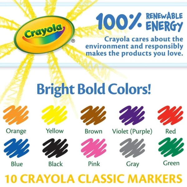Crayola Line Markers, Fine Point, Assorted Colors, 10 Count