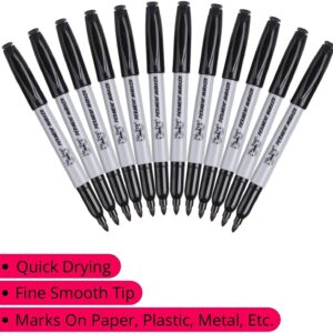 Mr. Pen- Permanent Markers, 12 Pack, Black, Fine Tip, Black Markers, Marker Set, Fine Tip Markers - Image 7