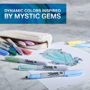 Sharpie Permanent Markers, Fine Point, Featuring Mystic Gem Color Markers, Assorted, 24 Count