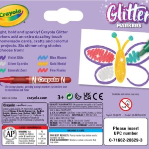 Crayola Glitter Markers, 6-Colors