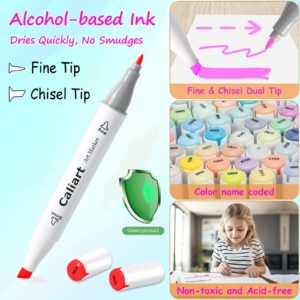 Caliart 41 Colors Dual Tip Art Markers Permanent Alcohol Based Markers Colored Artist Drawing Marker Pens Highlighters With Case for Coloring Animation Illustration Painting Card Making Underlining - Image 3