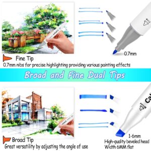 Caliart 41 Colors Dual Tip Art Markers Permanent Alcohol Based Markers Colored Artist Drawing Marker Pens Highlighters With Case for Coloring Animation Illustration Painting Card Making Underlining - Image 4