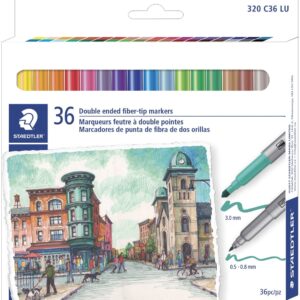 STAEDTLER Double Ended Markers, Fiber-Tip, Assorted Colors, 36 Count - Image 3