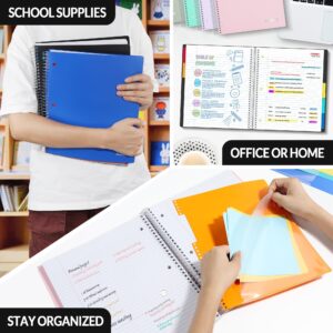 SUNEE 5 Subject College Ruled Spiral Notebook, 400 Pages, 8.5 x 11 Inches, Black - Image 8