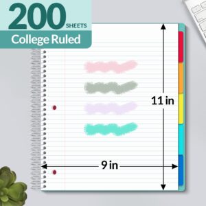 SUNEE 5 Subject College Ruled Spiral Notebook, 400 Pages, 8.5 x 11 Inches, Black - Image 16