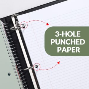 SUNEE 5 Subject College Ruled Spiral Notebook, 400 Pages, 8.5 x 11 Inches, Black - Image 32