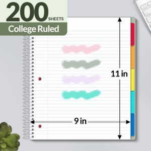 SUNEE 5 Subject College Ruled Spiral Notebook, 400 Pages, 8.5 x 11 Inches, Black - Image 39