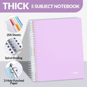 SUNEE 5 Subject College Ruled Spiral Notebook, 400 Pages, 8.5 x 11 Inches, Black - Image 44