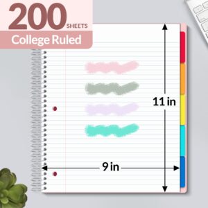 SUNEE 5 Subject College Ruled Spiral Notebook, 400 Pages, 8.5 x 11 Inches, Black - Image 51