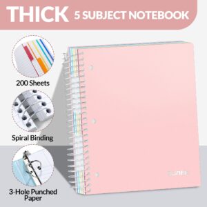 SUNEE 5 Subject College Ruled Spiral Notebook, 400 Pages, 8.5 x 11 Inches, Black - Image 52