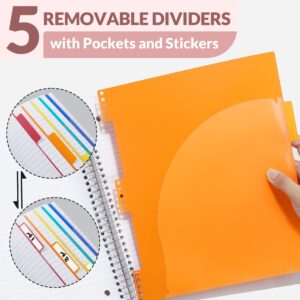 SUNEE 5 Subject College Ruled Spiral Notebook, 400 Pages, 8.5 x 11 Inches, Black - Image 58