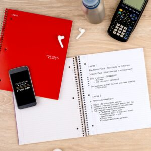 Five Star 1 Subject College Ruled Notebook Plus Study App, 8.5" x 11", Black, Poly, Spiral, 100 Sheets - Image 11