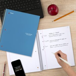 Five Star 3 Subject Wide Ruled Notebook Plus Study App, 8" x 10.5", Tidewater Blue, Poly, Spiral, 150 Sheets - Image 4