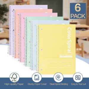 Deli Morandi Spiral Notebook, College Ruled, 1-Subject Notebook, Thick Paper, 140 Pages, 8"x 10-1/2", Assorted Colors, 6 Pack - Image 1