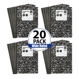 Pen+Gear 20 pack, Wide-Ruled Marble Composition Book, 9.75 x 7.5, 80 Sheets, New - Image 1