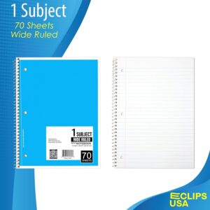 E-CLIPS USA Wide Ruled Single Subject Spiral Notebook, 50 GSM, 70 Sheets, 48 Pack - Image 3