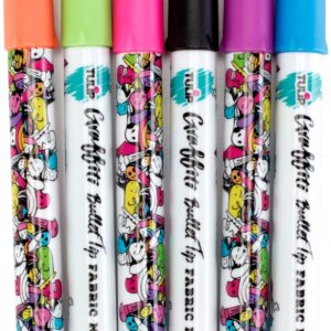 Tulip Bullet Tip Fabric Markers: Neon, 6 pack