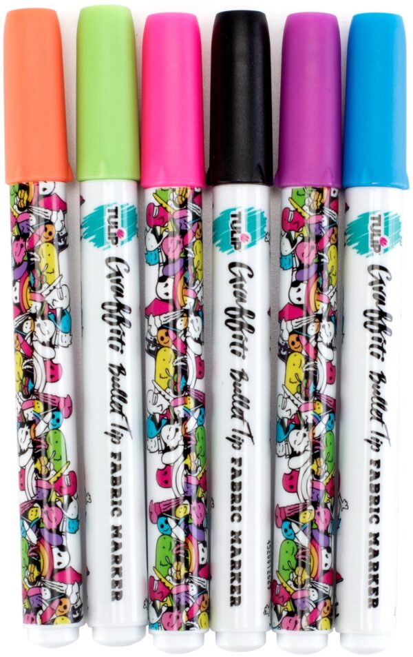 Tulip Bullet Tip Fabric Markers: Neon, 6 pack