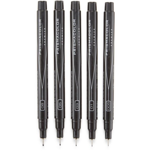 Prismacolor Premier Fine Line Markers, Black, 5-Pack