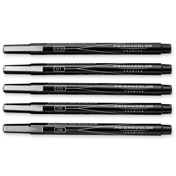 Prismacolor Premier Fine Line Markers, Black, 5-Pack