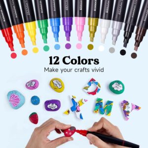 LET'S RESIN 12 Colors Acrylic Paint Markers, 3 Tips Multi-Purpose & High-Capacity Acrylic Paint Pens, Perfect Resin Supplies for Resin Crafts, Rock, Stone, Canvas, Glass, DIY Making Art Supplies - Image 4