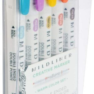 Zebra Pen Mildliner Double Ended Markers, Assorted Colors, Bold and Fine Point, 5 Count