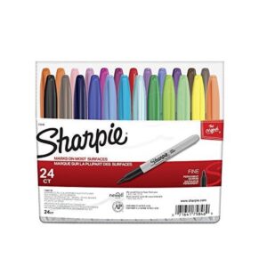 Sharpie 75846 Permanent Markers, Fine Point, Assorted Colors, 24-Count - Image 1