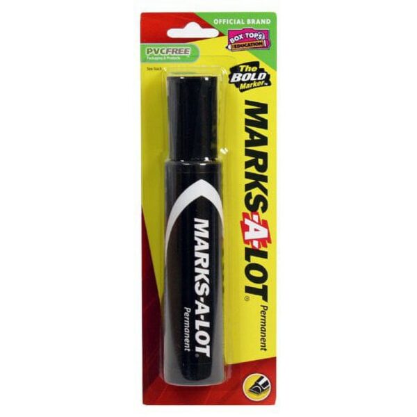 Marks-A-Lot Jumbo Chisel Tip Permanent Marker, Black, 1 Pen