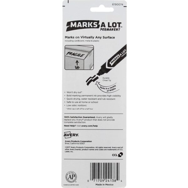 Marks-A-Lot Jumbo Chisel Tip Permanent Marker, Black 1 ea (Pack of 2)