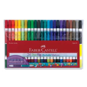 Faber-Castell DuoTip Washable Markers – Assorted Colors, Set of 24