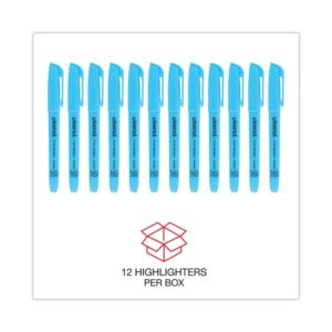 Universal Pocket Clip Highlighter, Chisel Tip, Fluorescent Blue Ink, Dozen -UNV08854 - Image 7