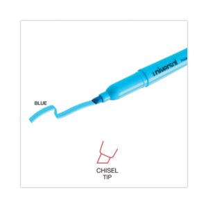 Universal Pocket Clip Highlighter, Chisel Tip, Fluorescent Blue Ink, Dozen -UNV08854 - Image 8