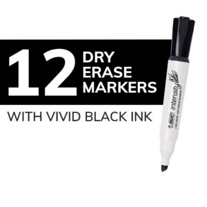 BIC Intensity Black Low Odor Dry Erase Markers, Chisel Tip, 12-Count Pack of Erasable Markers