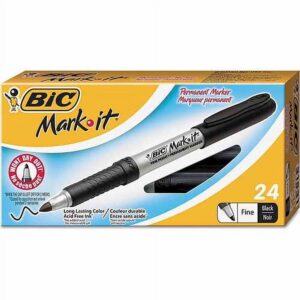 BIC Intensity Permanent Markers, Fine Point, Black, 24-Count