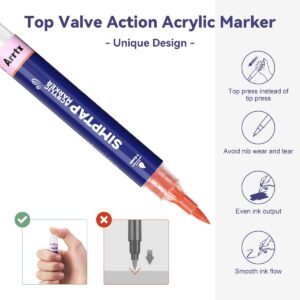 SIMPTAP Top Valve Action Markers, Set of 24 Colors Acrylic Paint Pens Art Supplies for Adults - Image 3