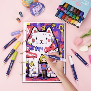 SIMPTAP Top Valve Action Markers, Set of 24 Colors Acrylic Paint Pens Art Supplies for Adults - Image 9