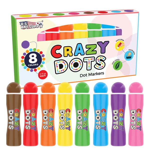 US Art Supply 8 Color Crazy Dots Markers – Washable Paint Marker Daubers US Art Supply 8 Color Crazy Dots Markers – Washable Paint Marker Daubers