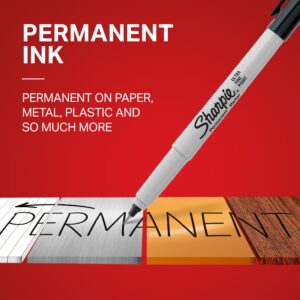 Sharpie Permanent Markers, Ultra Fine Point, Black, 12 Count