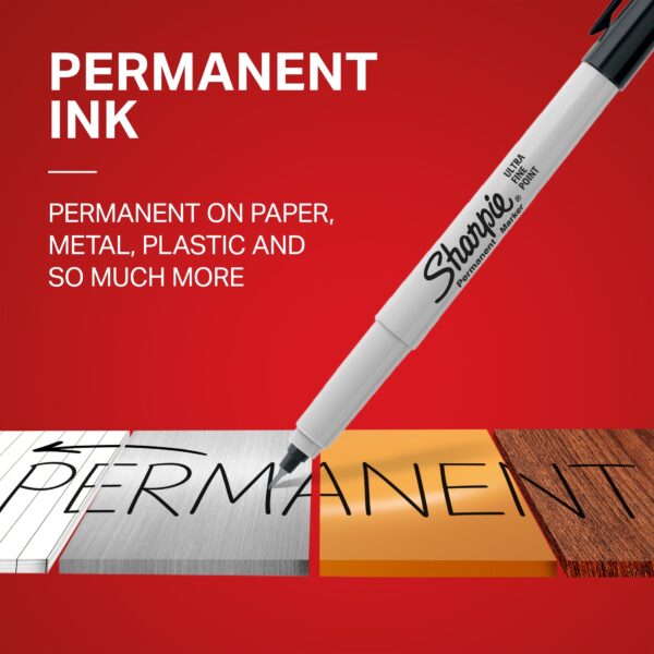 Sharpie Permanent Markers, Ultra Fine Point, Black, 12 Count