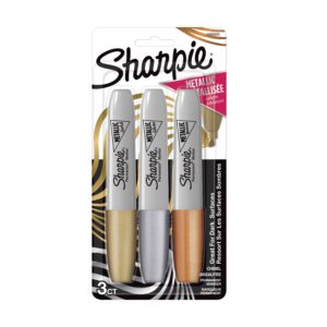 Sharpie Metallic Permanent Markers, Chisel Tip, Assorted Colors, 3 Count
