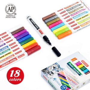 ZEYAR Paint Markers, AP Certified, Extra Fine Point, 18 colors, Permanent & Waterproof ink, Works on Rock, Wood, Glass, Metal and Ceramic and Almost All Surfaces