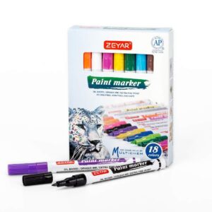 ZEYAR Paint Markers, AP Certified, Extra Fine Point, 18 colors, Permanent & Waterproof ink, Works on Rock, Wood, Glass, Metal and Ceramic and Almost All Surfaces