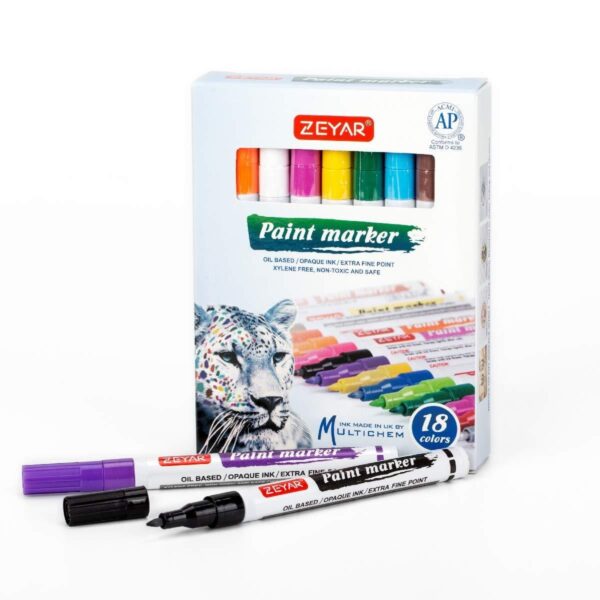 ZEYAR Paint Markers, AP Certified, Extra Fine Point, 18 colors, Permanent & Waterproof ink, Works on Rock, Wood, Glass, Metal and Ceramic and Almost All Surfaces