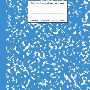 Notebooks College Ruled Marble Composition Notebook College Ruled: Blue Marble Notebooks, School Supplies, Notebooks for School, Book 2, (Paperback)