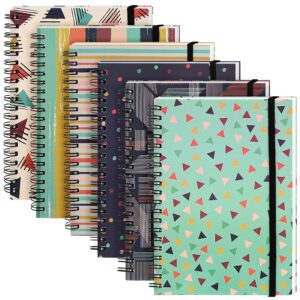 6 Pack 5x7 Spiral Notebooks with Pocket - Small Lined Journals with Elastic Closure for School, Work (6 Designs) - Image 7