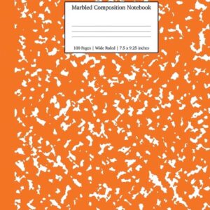 School Essentials: Marbled Composition Notebook: Pumpkin Marble Wide Ruled Paper Subject Book (Paperback) - Image 1