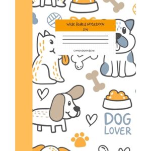 Cute Merici Books Wide Ruled Composition Notebooks, Dog Puppies Themed, 8 Inch Paperback - Image 1